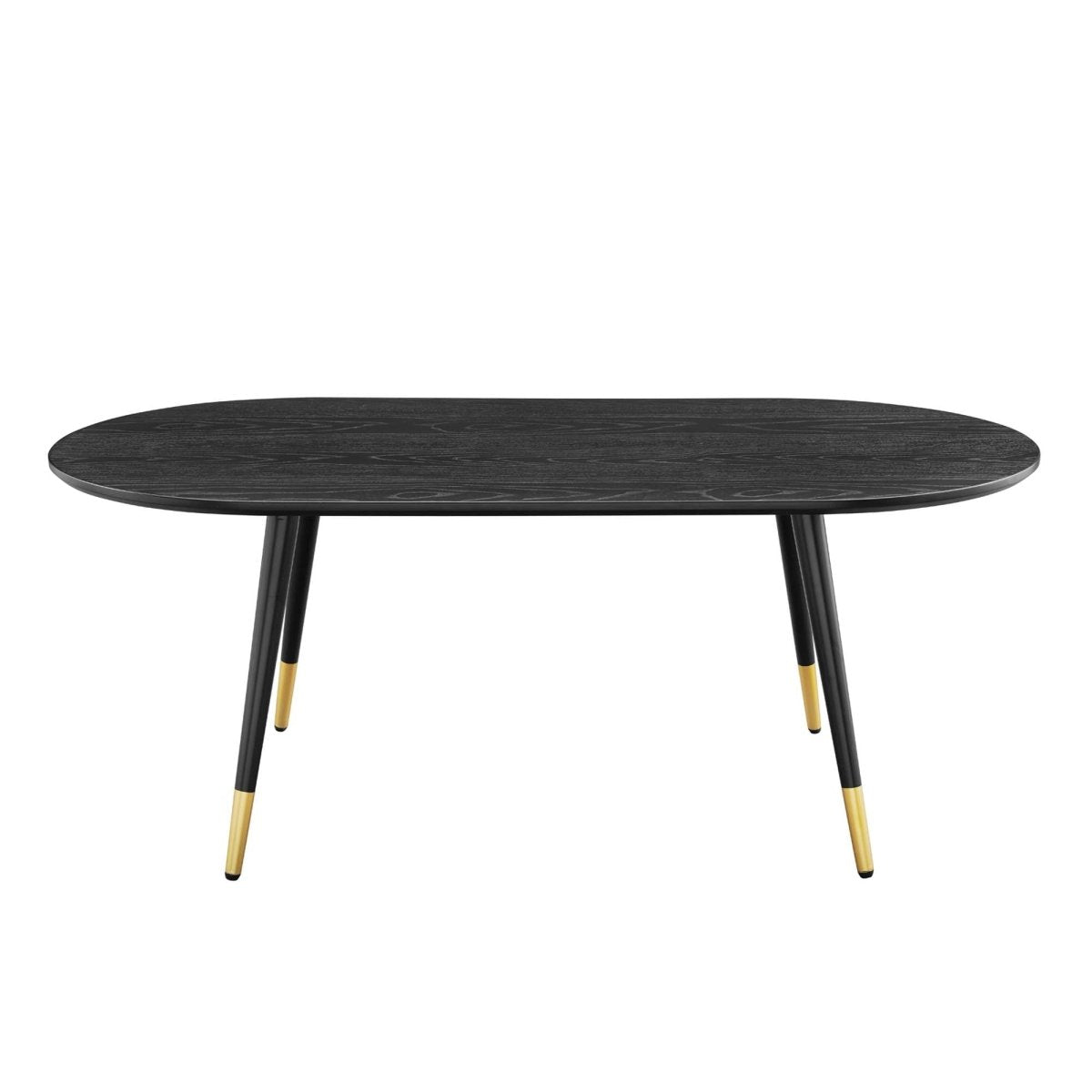 47 Inch Mid - Century Oval Coffee Table with Gold Accents in Black - Coffee Tables available at Alpine Outlets in Denver