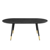 47 Inch Mid - Century Oval Coffee Table with Gold Accents in Black - Coffee Tables available at Alpine Outlets in Denver