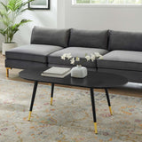 47 Inch Mid - Century Oval Coffee Table with Gold Accents in Black - Coffee Tables available at Alpine Outlets in Denver
