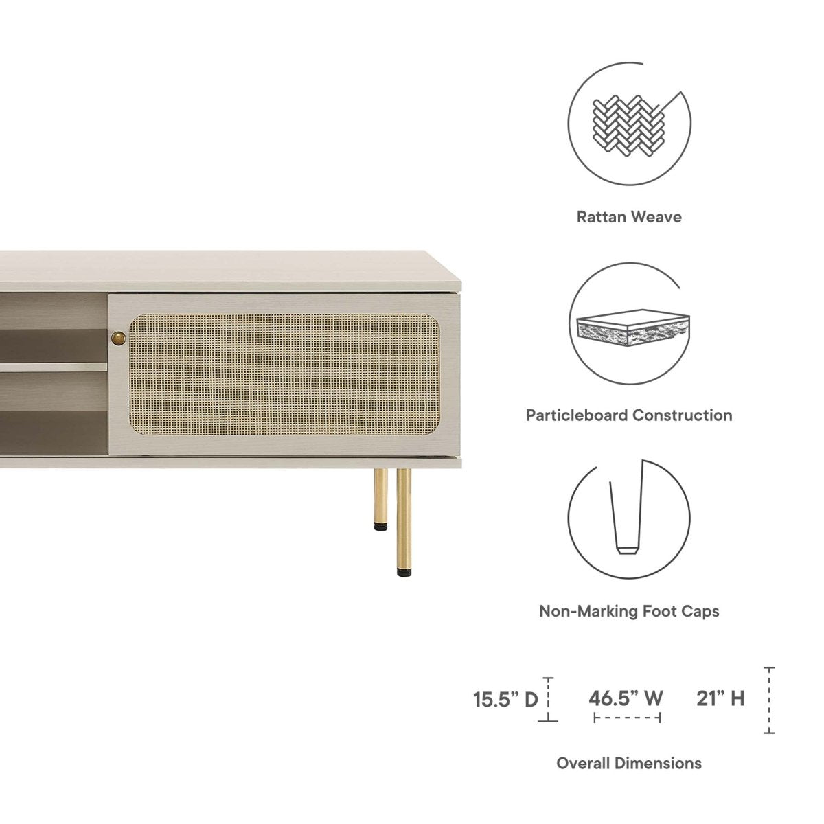 47 Inch Modern Rattan Sliding Door TV Stand - TV Stands available at Alpine Outlets in Denver