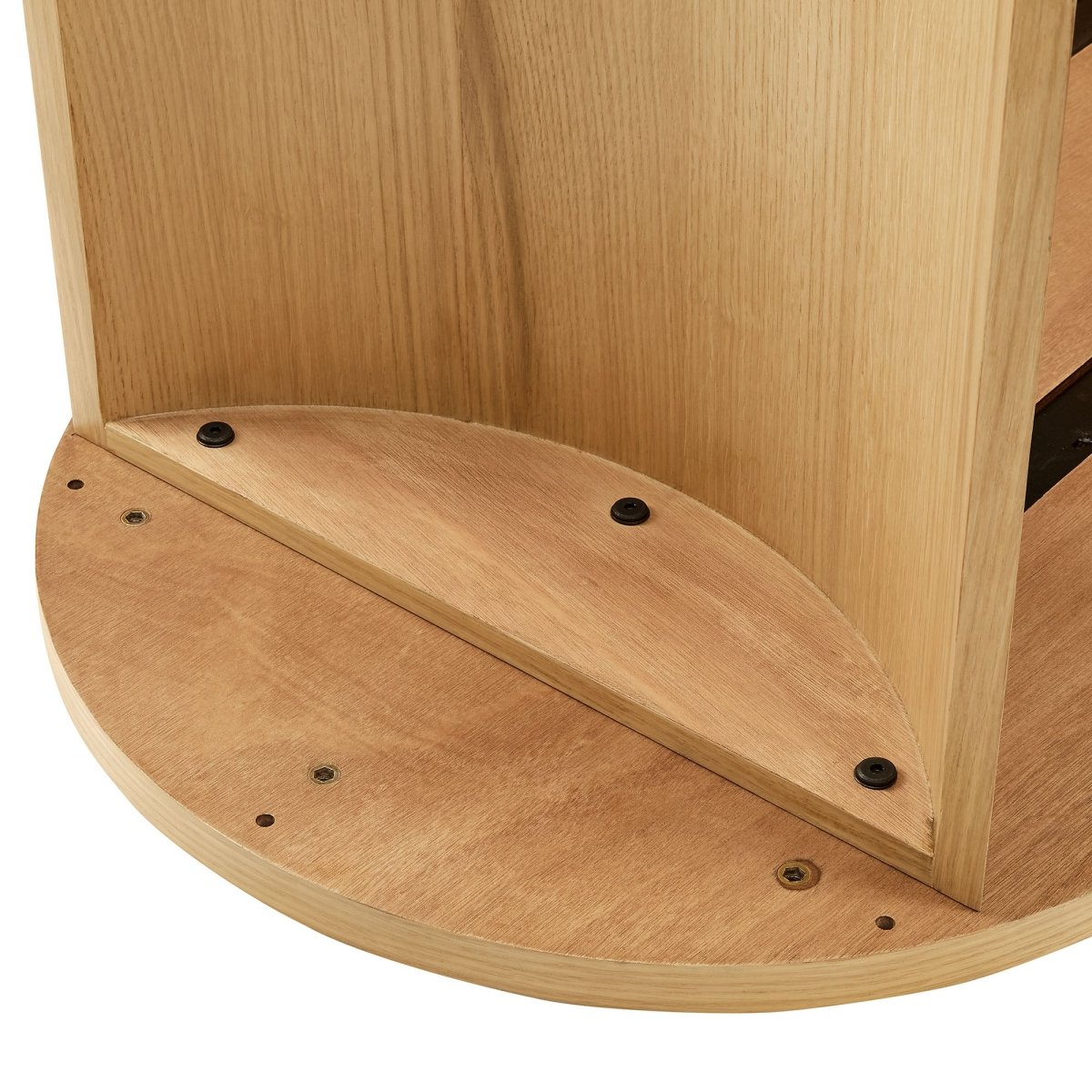47 Inch Oval Wood Coffee Table with Reversible Arched Legs in Oak - Coffee Tables available at Alpine Outlets in Denver