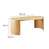 47 Inch Oval Wood Coffee Table with Reversible Arched Legs in Oak - Coffee Tables available at Alpine Outlets in Denver