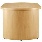 47 Inch Oval Wood Coffee Table with Reversible Arched Legs in Oak - Coffee Tables available at Alpine Outlets in Denver