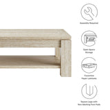 47 Inch Rectangular Faux Travertine Coffee Table with Open Storage - Coffee Tables available at Alpine Outlets in Denver