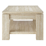 47 Inch Rectangular Faux Travertine Coffee Table with Open Storage - Coffee Tables available at Alpine Outlets in Denver
