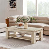 47 Inch Rectangular Faux Travertine Coffee Table with Open Storage - Coffee Tables available at Alpine Outlets in Denver