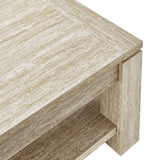 47 Inch Rectangular Faux Travertine Coffee Table with Open Storage - Coffee Tables available at Alpine Outlets in Denver