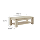 47 Inch Rectangular Faux Travertine Coffee Table with Open Storage - Coffee Tables available at Alpine Outlets in Denver
