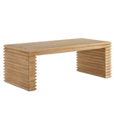 47 Inch Rectangular Stacked Design Coffee Table in Weathered Oak - Coffee Tables available at Alpine Outlets in Denver