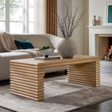 47 Inch Rectangular Stacked Design Coffee Table in Weathered Oak - Coffee Tables available at Alpine Outlets in Denver