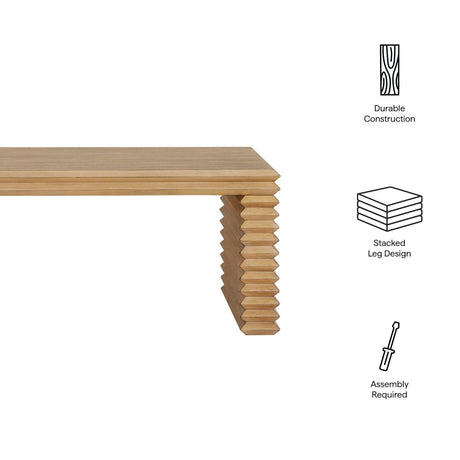 47 Inch Rectangular Stacked Design Coffee Table in Weathered Oak - Coffee Tables available at Alpine Outlets in Denver
