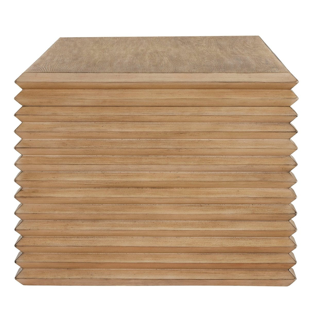 47 Inch Rectangular Stacked Design Coffee Table in Weathered Oak - Coffee Tables available at Alpine Outlets in Denver