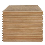 47 Inch Rectangular Stacked Design Coffee Table in Weathered Oak - Coffee Tables available at Alpine Outlets in Denver