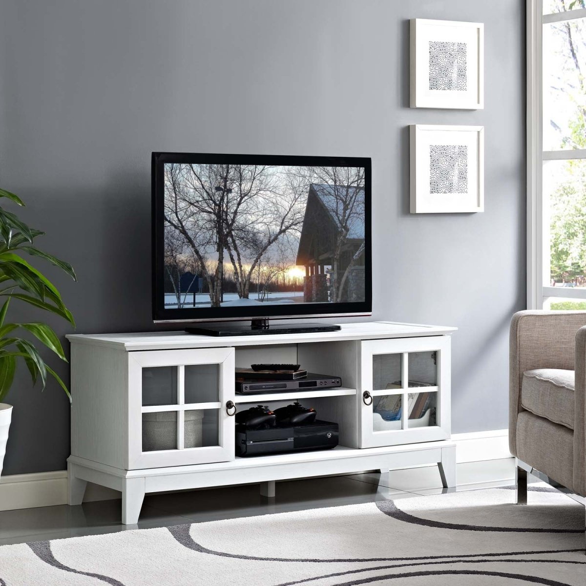 47 Inch Refreshing Coastal TV Stand in White - TV Stands available at Alpine Outlets in Denver