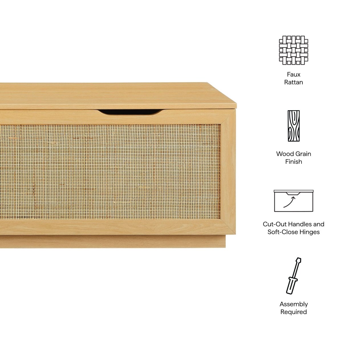 47 Inch Streamlined Faux Rattan Storage Bench - Benches available at Alpine Outlets in Denver