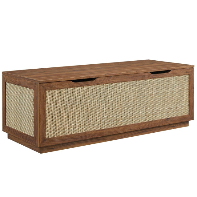 47 Inch Streamlined Faux Rattan Storage Bench - Benches available at Alpine Outlets in Denver