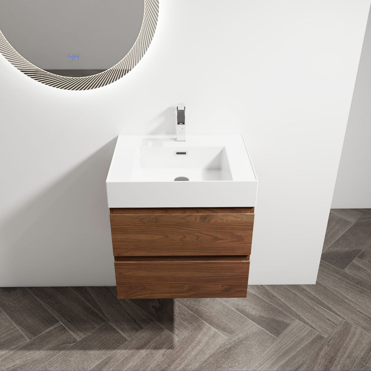 Wall Mounted Bathroom Vanity And Sink, 2 Soft Close Drawers