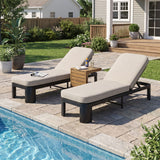 Outdoor Chaise Lounge Set With Side Table, 5 Position Adjustable Patio Recliner