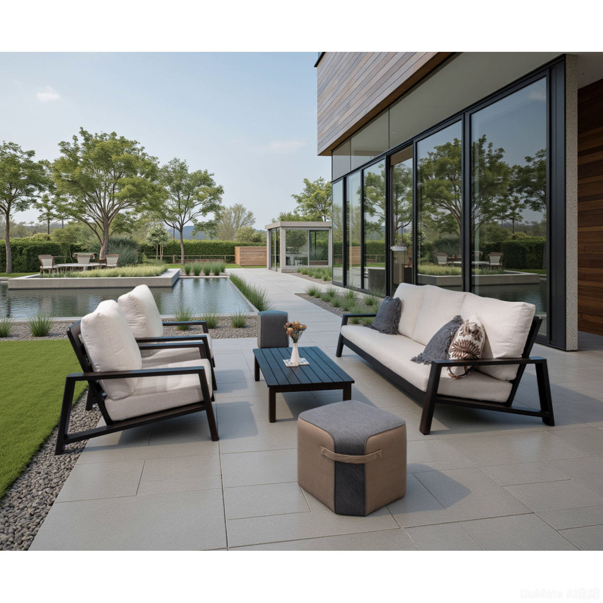 Verona - Seating Lounge Chair (Set of 2) - Dark Espresso / Gray / Off White