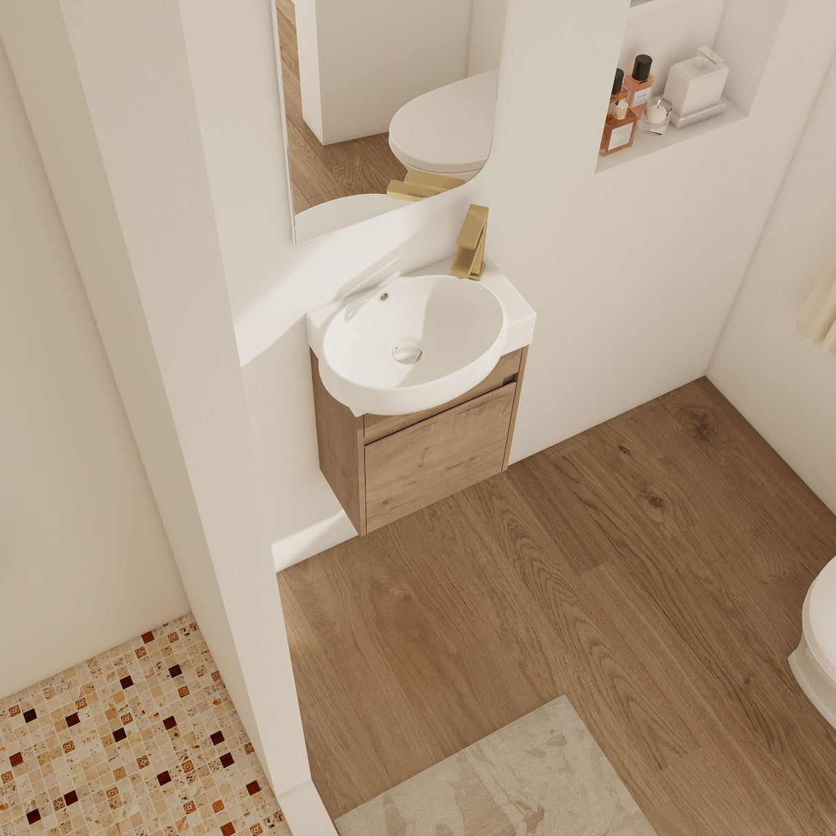 Modern Bathroom Vanity With Ceramic Basin, Wall Mounted Floating Sink Combo, Storage Cabinet