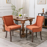 Ultra Side Dining Chair,Thickened Fabric Chairs With Neutrally Toned Solid Wood Legs, Bronze Nail Head (Set of 2) - Chair Sets - Alpine Outlets