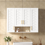 Wall Mounted Medicine Cabinet With 5 Adjustable Shelves, Exquisite Carving - White