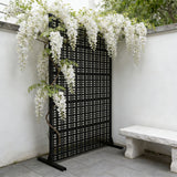 Outdoor And Indoor Divider With Freestanding Decorative Privacy Screen - Black