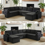 Convertible U-Shaped Sectional Sofa Bed With Reversible Chaise