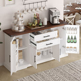 Barn Door Storage Cabinet With 2 Drawers & Door Rack, Adjustable Shelves