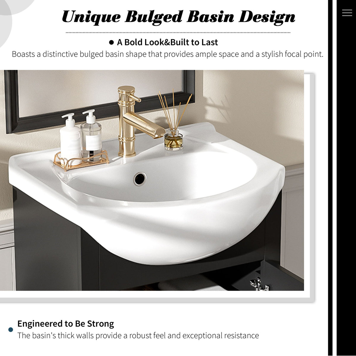 20" Bathroom Vanity With Bulged Sink, Freestanding Single Vanity Set, Soft Close Door