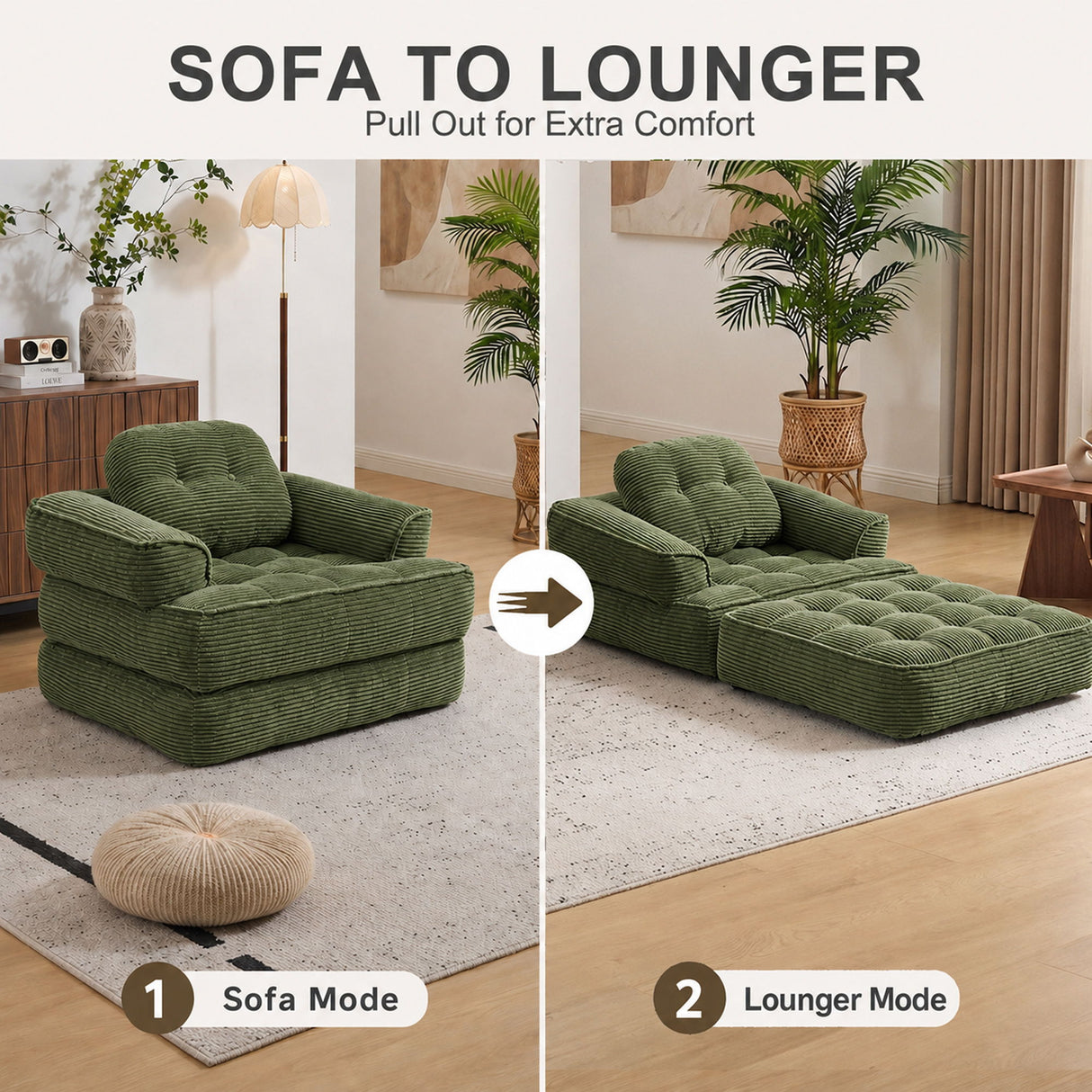 Convertible 2 In 1 Armrest Sofa For Bedroom