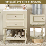 Bathroom Vanity With Sink, 2 Drawers Storage Cabinet, Open Shelf