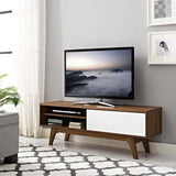 48 Inch Elegant Linear TV Stand in Walnut White - TV Stands available at Alpine Outlets in Denver