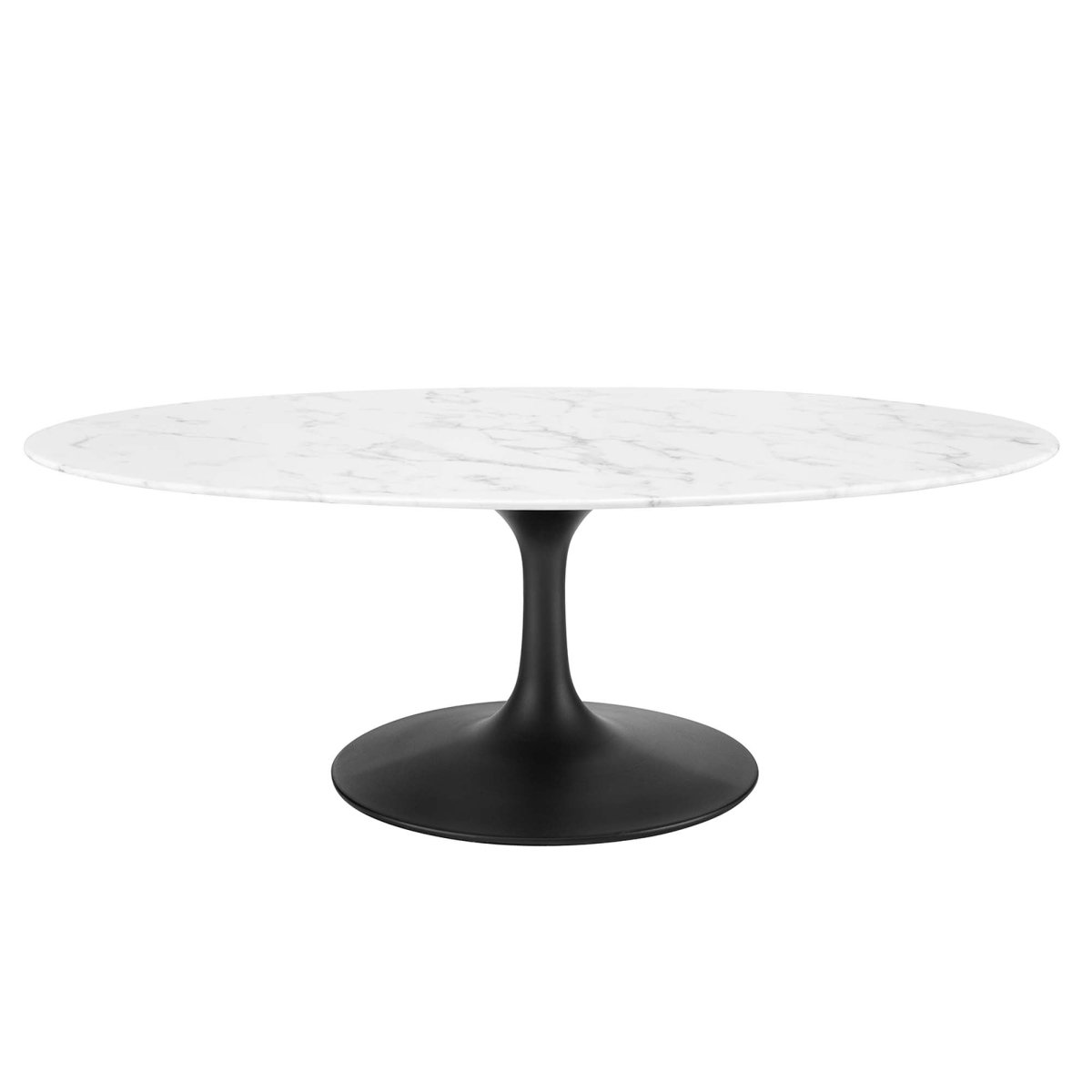 48 Inch Oval Artificial Marble Pedestal Coffee Table - Coffee Tables available at Alpine Outlets in Denver