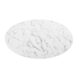 48 Inch Oval Artificial Marble Pedestal Coffee Table - Coffee Tables available at Alpine Outlets in Denver