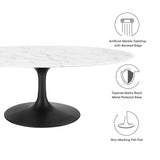 48 Inch Oval Artificial Marble Pedestal Coffee Table - Coffee Tables available at Alpine Outlets in Denver