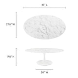 48 Inch Oval Artificial Marble Pedestal Coffee Table - Coffee Tables available at Alpine Outlets in Denver