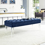 48 Inch Performance Velvet Accent Bench with Clear Acrylic Legs - Benches available at Alpine Outlets in Denver