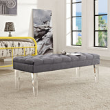 48 Inch Performance Velvet Accent Bench with Clear Acrylic Legs - Benches available at Alpine Outlets in Denver