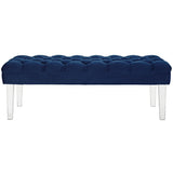 48 Inch Performance Velvet Accent Bench with Clear Acrylic Legs - Benches available at Alpine Outlets in Denver