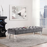 48 Inch Performance Velvet Accent Bench with Clear Acrylic Legs - Benches available at Alpine Outlets in Denver