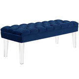 48 Inch Performance Velvet Accent Bench with Clear Acrylic Legs - Benches available at Alpine Outlets in Denver