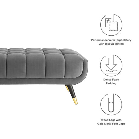 48 Inch Performance Velvet Accent Bench with Gold Metal Caps - Benches available at Alpine Outlets in Denver