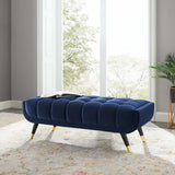 48 Inch Performance Velvet Accent Bench with Gold Metal Caps - Benches available at Alpine Outlets in Denver