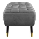 48 Inch Performance Velvet Accent Bench with Gold Metal Caps - Benches available at Alpine Outlets in Denver