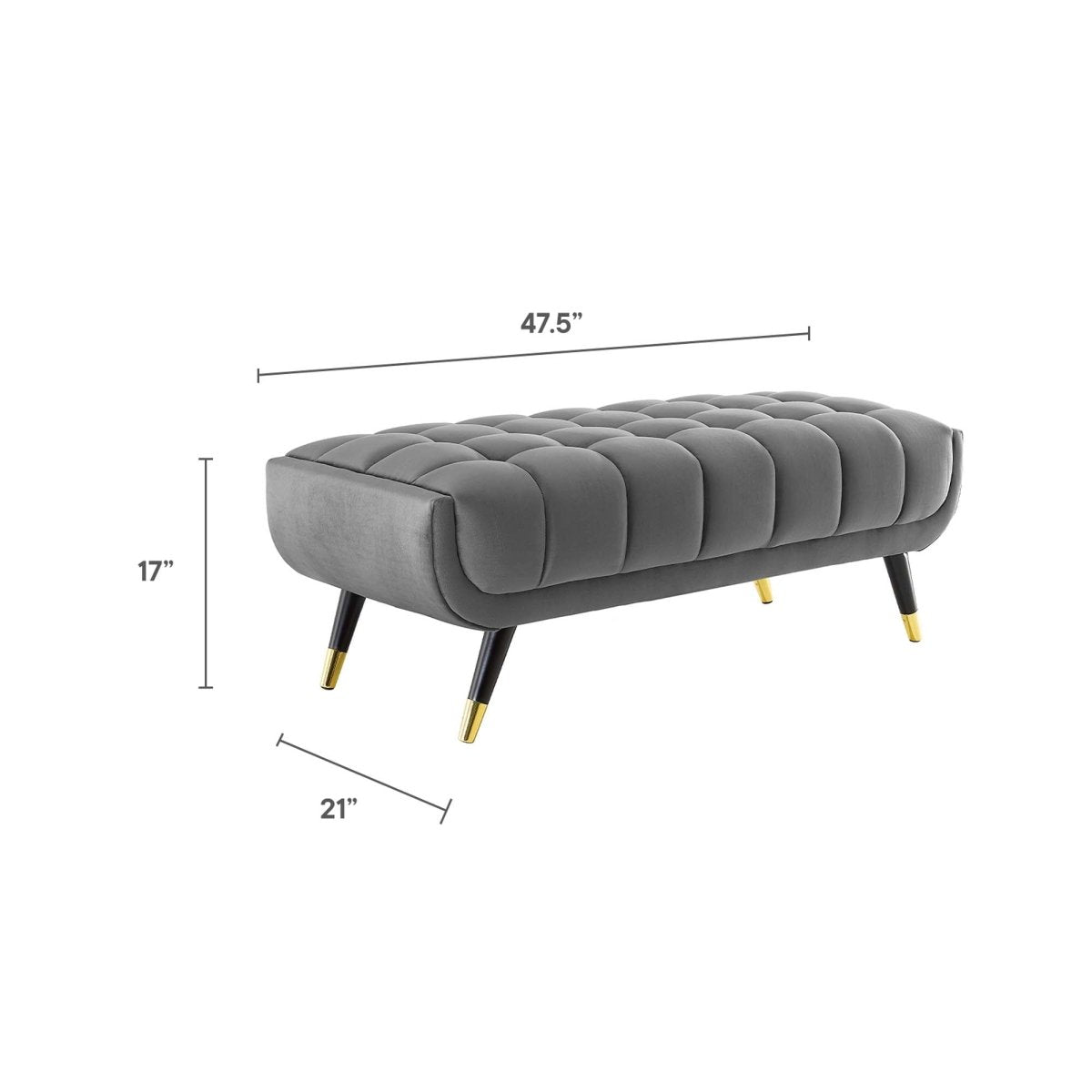 48 Inch Performance Velvet Accent Bench with Gold Metal Caps - Benches available at Alpine Outlets in Denver