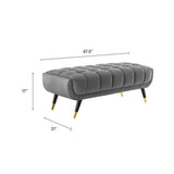 48 Inch Performance Velvet Accent Bench with Gold Metal Caps - Benches available at Alpine Outlets in Denver