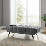 48 Inch Performance Velvet Accent Bench with Gold Metal Caps - Benches available at Alpine Outlets in Denver