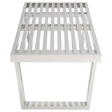 48 Inch Polished Stainless Steel Slotted Accent Bench and Platform Base in Silver - Benches available at Alpine Outlets in Denver