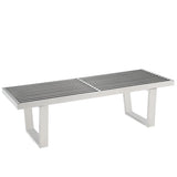 48 Inch Polished Stainless Steel Slotted Accent Bench and Platform Base in Silver - Benches available at Alpine Outlets in Denver